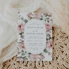 Elegant Blush Rose Floral Wedding Inbjudningar