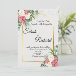 Elegant Blush Rose Gold Arch Wedding Invitation Inbjudningar