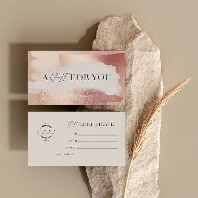 Elegant Blush Rose gold Gift Certificate Visitkort (Skapare uppladdad)