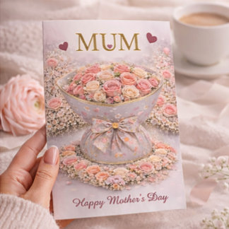 Elegant Blush Rose “MUM” Mother’s Day Card  Kort