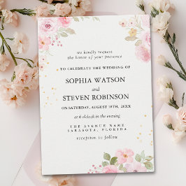 Elegant blush roses wedding inbjudningar