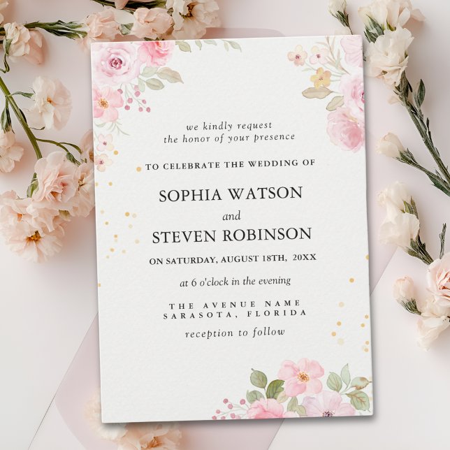 Elegant blush roses wedding inbjudningar (Skapare uppladdad)