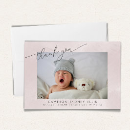 Elegant Blush Struktur Skript Baby Födelse Två Fot Tack Kort