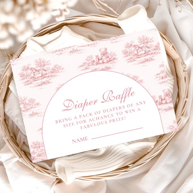Elegant Blush Toile Baby Shower Diapper Raffle Tilläggskort (Skapare uppladdad)