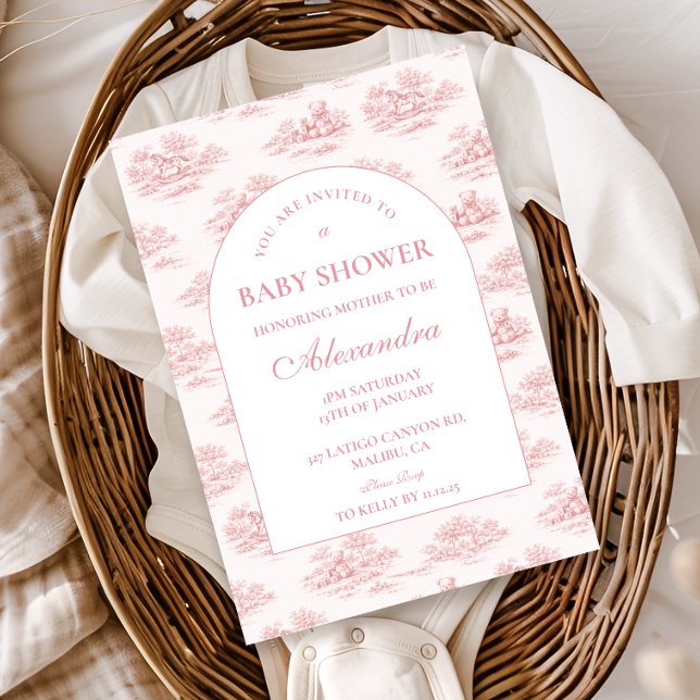 Elegant Blush Toile Baby Shower Inbjudningar (Skapare uppladdad)