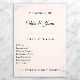 Elegant Blush Wedding Program Card