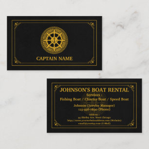 Elegant Boat Rental Black Guld (anpassa) Visitkort