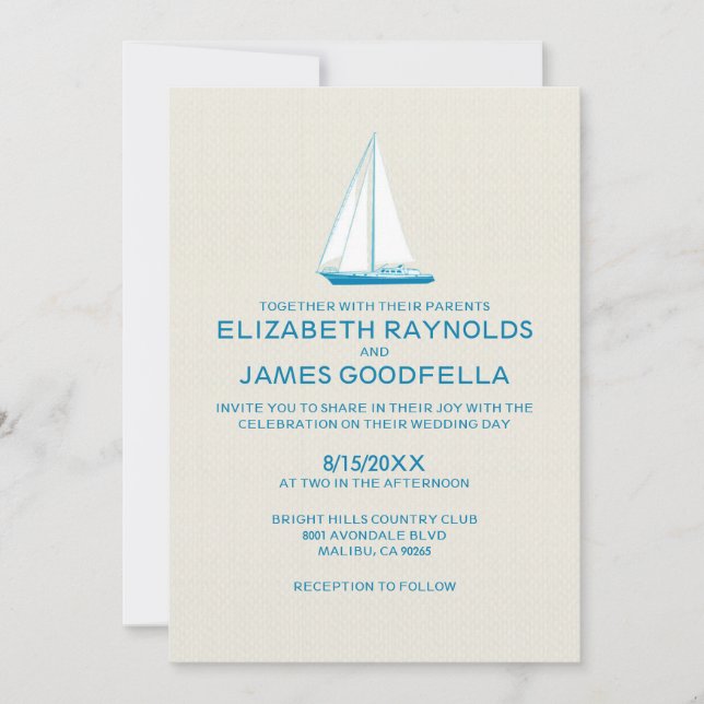 Elegant Boat Wedding-inbjudningar Inbjudningar (Framsida)