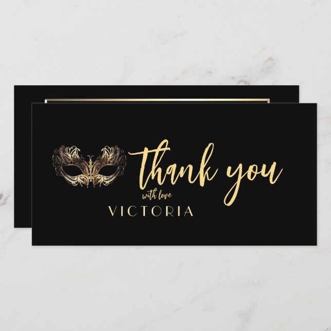 Elegant Bohemian Black guld Masquerad Tack (Fram/baksida)