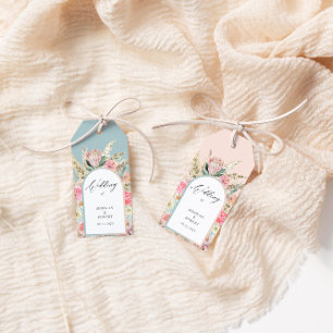 Elegant Bohemian Blommigt Bröllop Monogram Gift-Mä Presentetikett