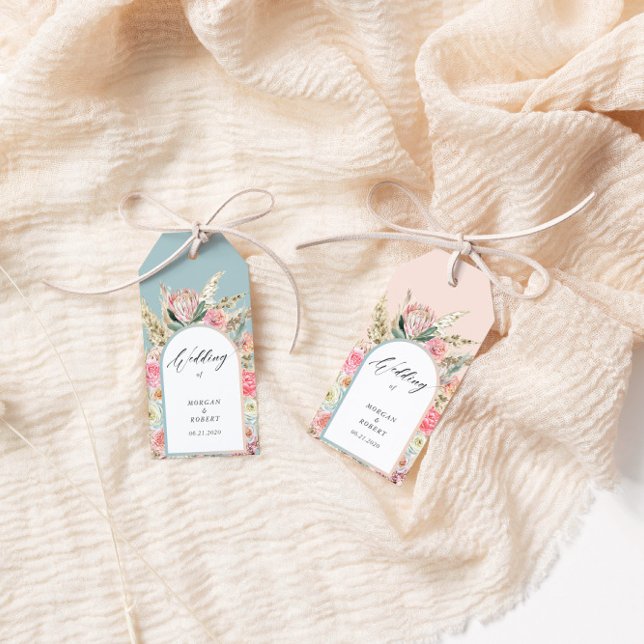 Elegant Bohemian Blommigt Bröllop Monogram Gift-Mä Presentetikett (Skapare uppladdad)