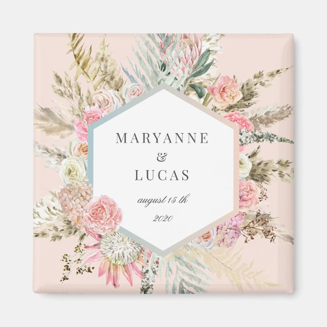 elegant bohemian blommigt monogram magnet (Framsidan)