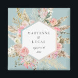 elegant bohemian blommigt monogram magnet<br><div class="desc">Vår "bohemiska blommigt"-samling har en vacker och lätt teal blommigt med rikligt torrt blad på bakgrunder som du väljer. Med en kombination av skript för elegant för all din personliga information är vi positiva till att du åker till kärlek för att blanda och matcha olika objekt från den här samlingen....</div>