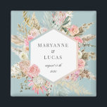 elegant bohemian blommigt monogram magnet<br><div class="desc">Vår "bohemiska blommigt"-samling har en vacker och lätt teal blommigt med rikligt torrt blad på bakgrunder som du väljer. Med en kombination av skript för elegant för all din personliga information är vi positiva till att du åker till kärlek för att blanda och matcha olika objekt från den här samlingen....</div>