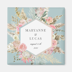 elegant bohemian blommigt monogram magnet