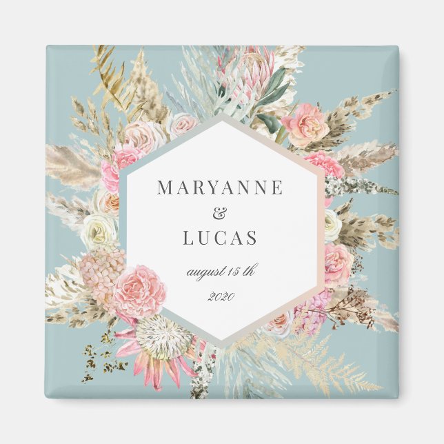 elegant bohemian blommigt monogram magnet (Framsidan)