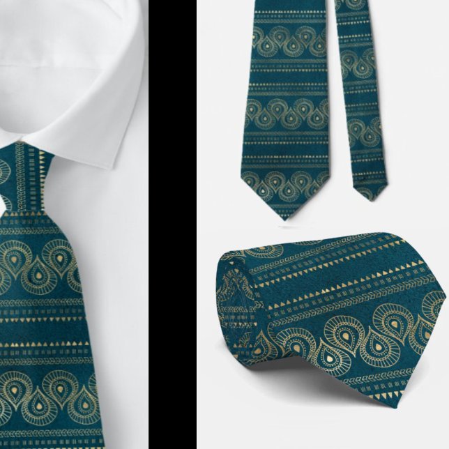 Elegant Bohemian Boho Abstrakt Teal Neck Tie Slips (Skapare uppladdad)