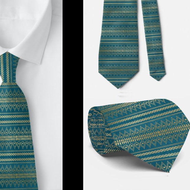 Elegant Bohemian Boho Abstrakt Teal Neck Tie Slips (Skapare uppladdad)