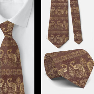 Elegant Bohemian Boho Ro Guld Peacock Neck Tie Slips