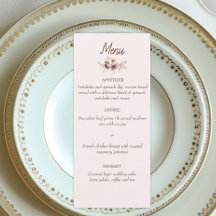 Elegant Bohemian Bröllop Menu