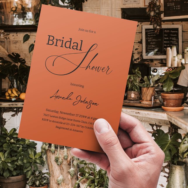 Elegant Bohemian Burnt Orange Rustic Möhippa Inbjudningar (Skapare uppladdad)