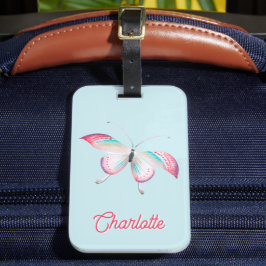 Elegant Bohemian Butterfly Personlig Bagagebricka