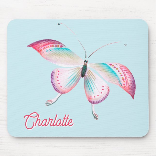Elegant Bohemian Butterfly Personlig Mouse Pad Musmatta (Framsidan)