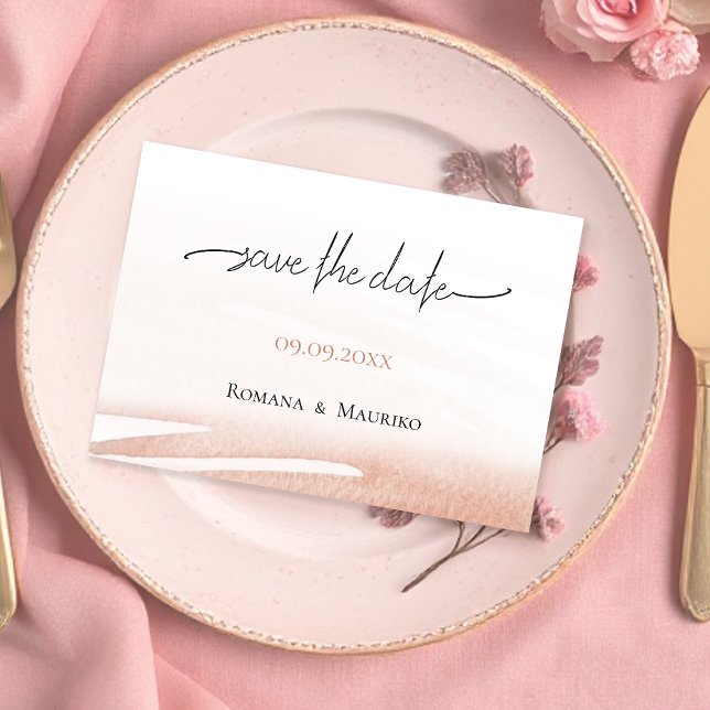 Elegant Bohemian Coral Terracotta Bröllop Spara Datumet (Skapare uppladdad)