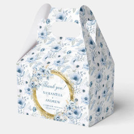 Elegant Bohemian Dusty Blue Guld Wedor Favor Box Presentaskar