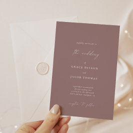 Elegant Bohemian Dusty Lila Minimalist Bröllop Inbjudningar