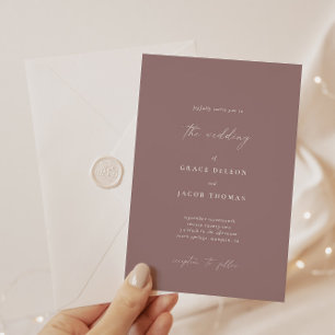 Elegant Bohemian Dusty Lila Minimalist Bröllop Inbjudningar