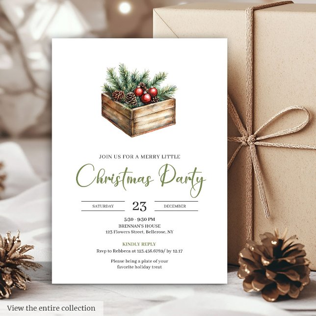 Elegant Bohemian Earthy Botanical Christmas Invite Inbjudningar (Elegant Bohemian Earthy Botanical Christmas Invitation)