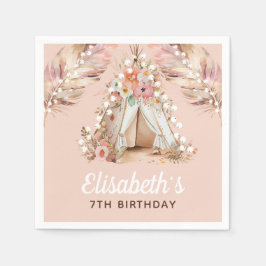 Elegant Bohemian Girl Birthday Personlig Pappersservett