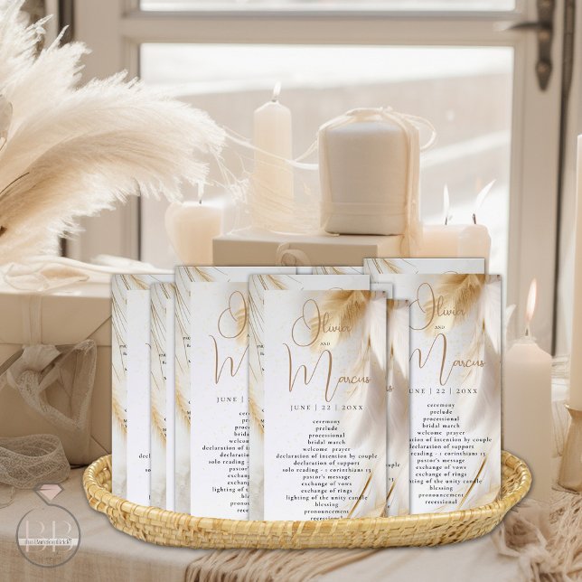 Elegant Bohemian Guld Pampas (Display your programs  for guests to have in hand )