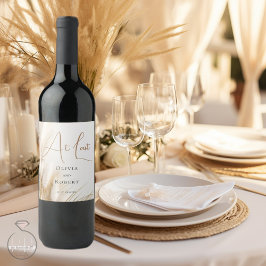 Elegant Bohemian Guld Pampas Vinflaska Etikett