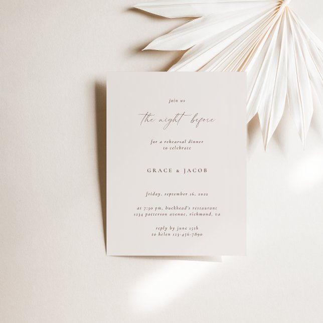 Elegant Bohemian Ivory Minimalist Rehearsal Dinner Inbjudningar (Skapare uppladdad)