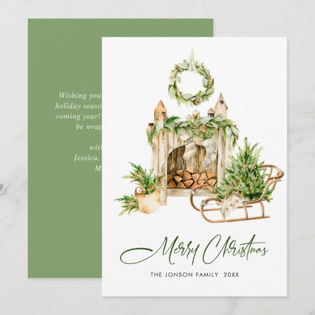 Elegant Bohemian Julgran Sammansättning Julkort (Fram/baksida)