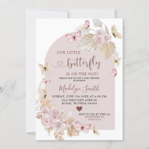 Elegant Bohemian och Butterfly Baby Shower Inbjudningar
