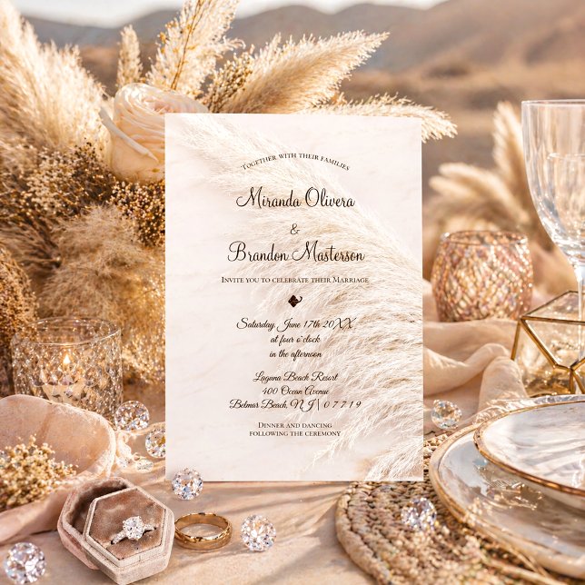 Elegant Bohemian Pampas Grass Wedding bjudande Inbjudningar (Skapare uppladdad)