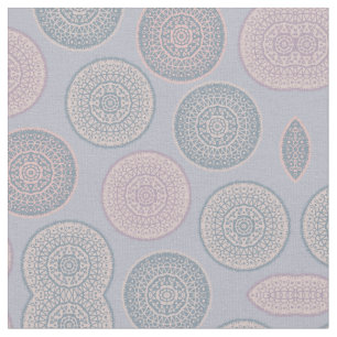 Elegant Bohemian Rosa Blue Pastel Mandala Mönster Tyg