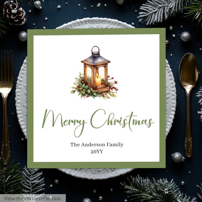 Elegant Bohemian Rustic Christmas Lantern Napkins Pappersservett (Elegant Bohemian Rustic Christmas Lantern Napkins)