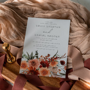 Elegant Bohemian Summer & Autumn Blommigt Bröllop Inbjudningar