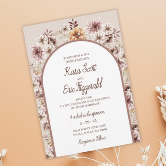 Elegant Bohemian Watercolor Blommigt Bröllop Inbjudningar (Skapare uppladdad)