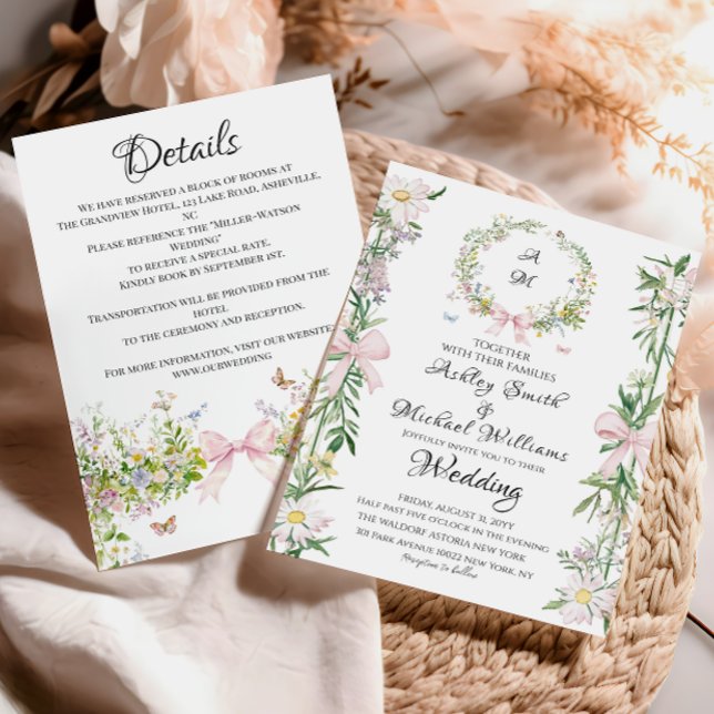 Elegant Bohemian Watercolor Blommigt Bröllop Inbjudningar (Skapare uppladdad)