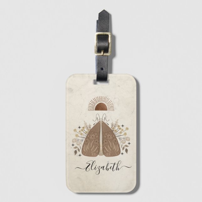 Elegant Bohemian Watercolor Butterfly Bagagebricka (Framsida vertikal)