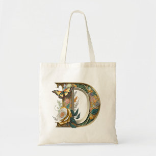 Elegant bohemisk blommig bokstav D Tygkasse