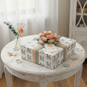 Elegant bohemisk blommig bokstav M Presentpapper