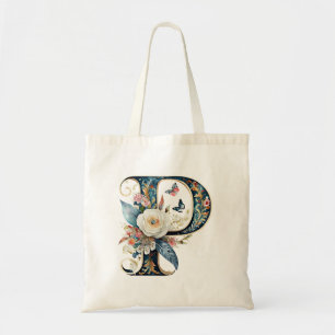 Elegant bohemisk blommig bokstav P Tygkasse