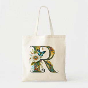 Elegant bohemisk blommig bokstav R Tygkasse