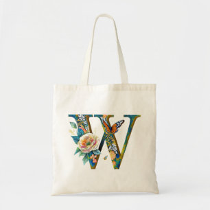 Elegant bohemisk blommig bokstav W Tygkasse